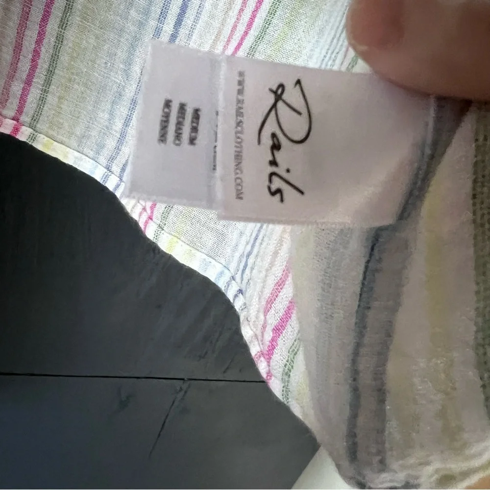 RAILS Thea Isla Striped Tie Front Shirt Size Medium Cream/pink/blue EUC| - Picture 5 of 7